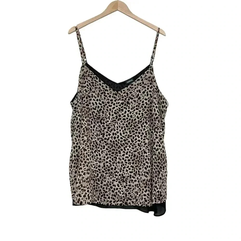 Torrid Sophie Chiffon Double Layer Cami Blouse Animal Print Size 3X